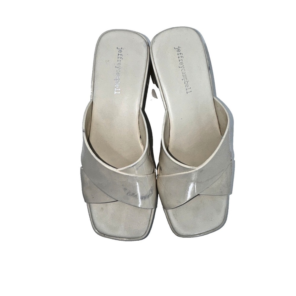 Jeffrey Campbell Bubblegum White Patent Platform Mules Y2K 90s Chunky Heels W 9 - Picture 2 of 13